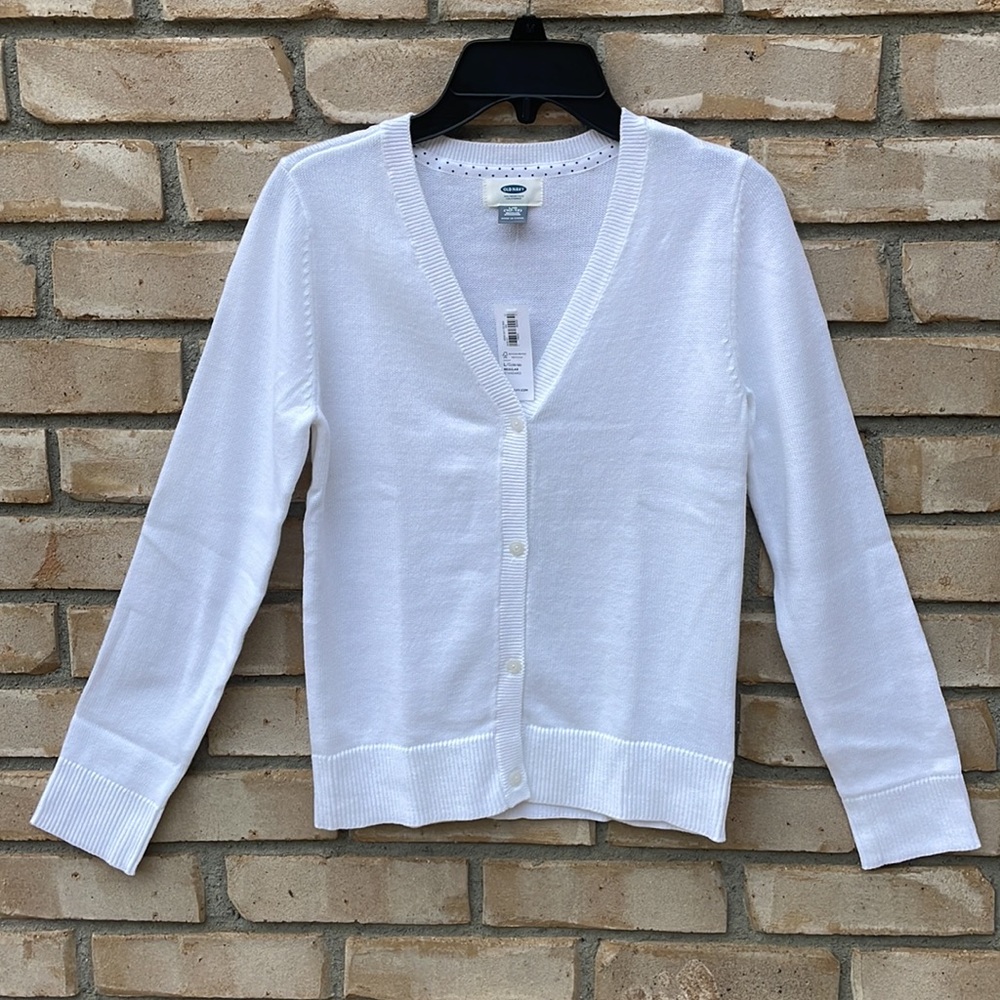 Old Navy V Neck Cardigan Sweater Uniform Sz L White  NEW!